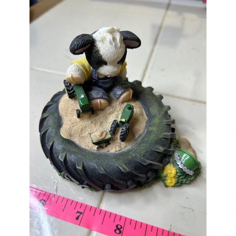 Marys MooMoos Never Be Too Tired For Some Fun‎ Cow Tractor Figurine Enesco 1998
